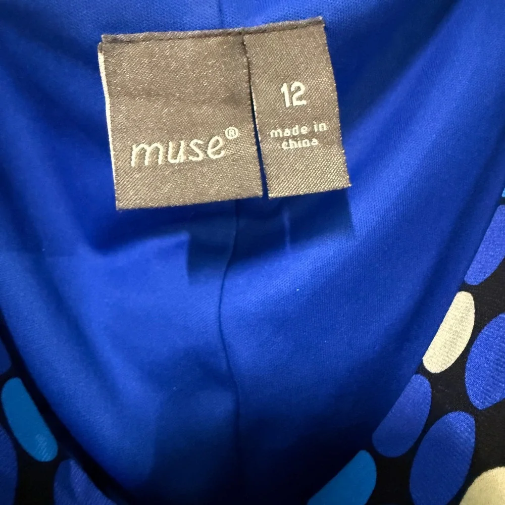 Muse Women‎ Sheath Dress 12 Blue Polka Dot Cocktail Party Mini Retro 90's Y2K